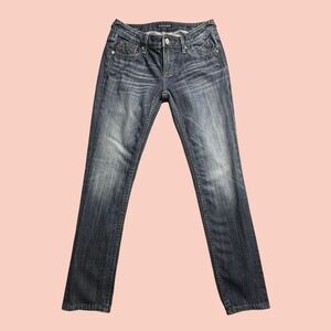Vigoss Jeans Womens 24 Blue The Thompson Tomboy Straight Leg Dark Wash Stretch